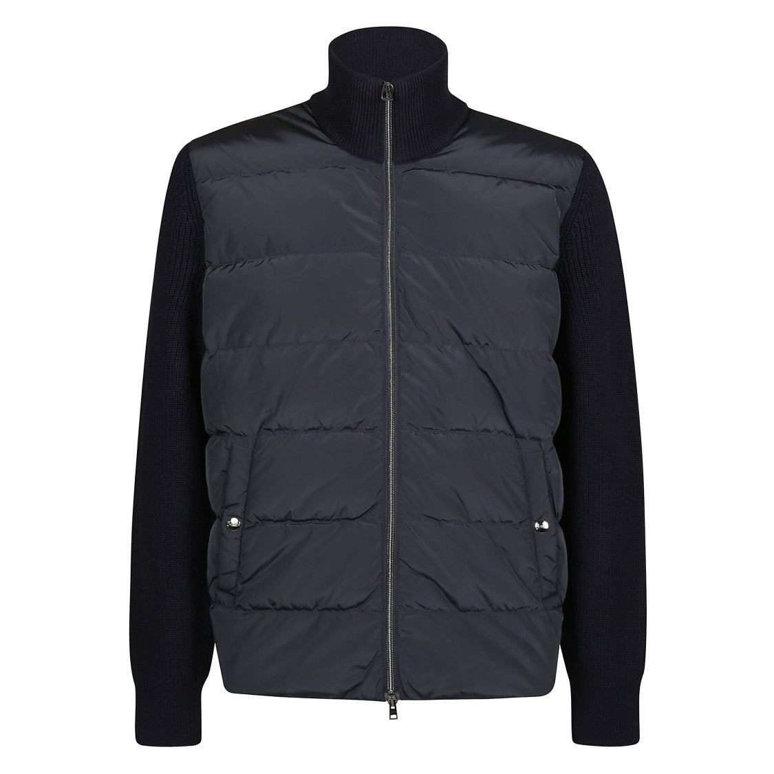 Herno Textured Knit And Nylon Cardigan