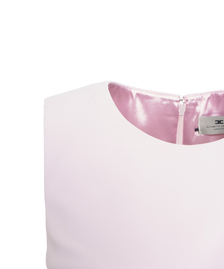 Elisabetta Franchi Sleeveless White Mini Dress With Golden Accents