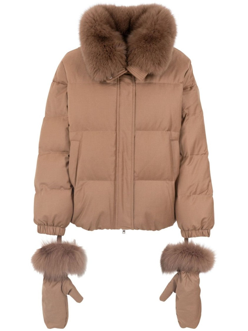 Yves Salomon Cropped Down Jacket With Fox Fur Details