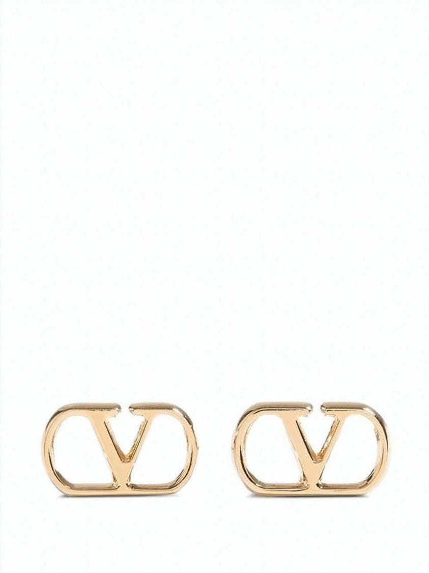 Valentino Garavani Gold-Tone Brass Stud Earrings With Open Oval Design