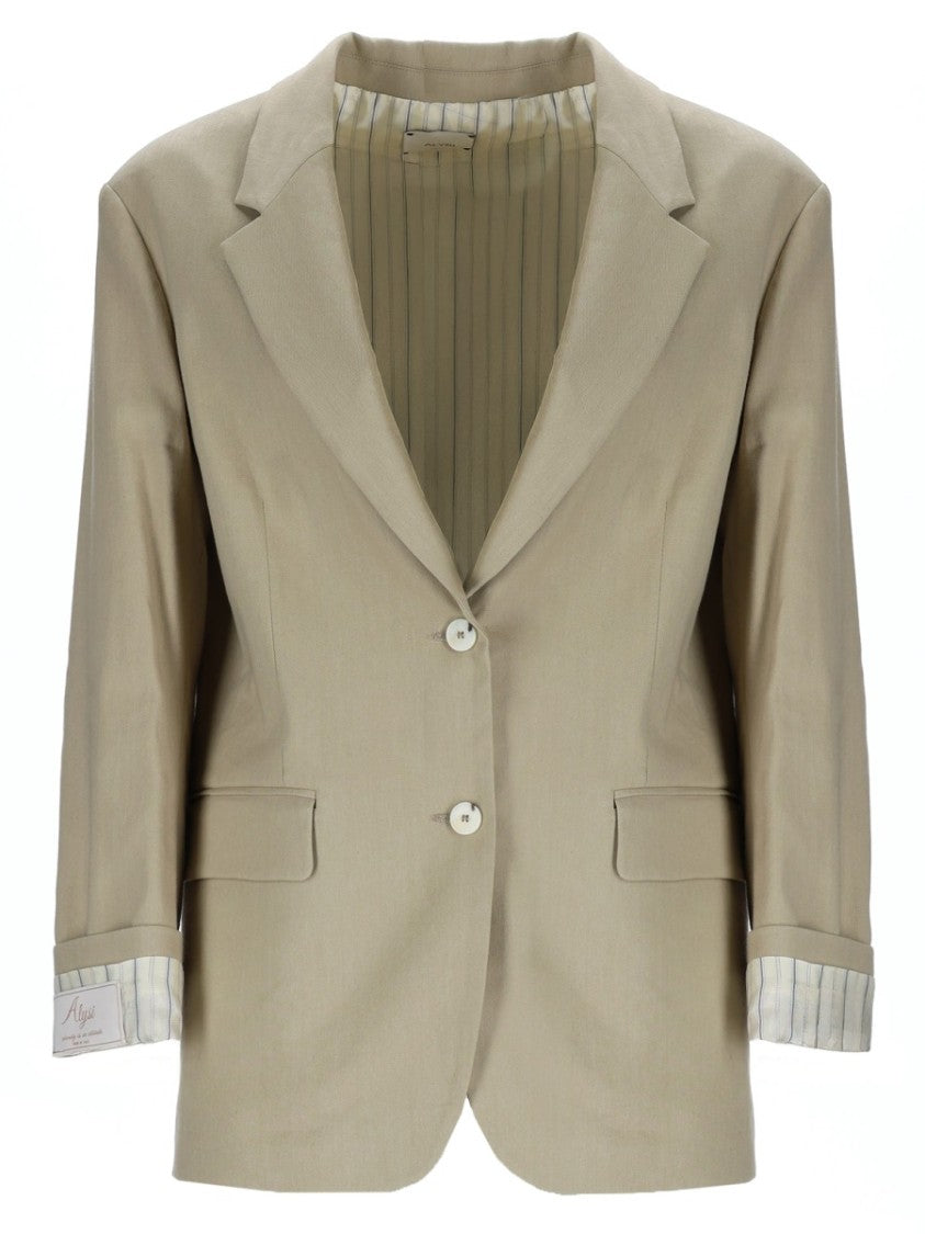Alysi Neutrals Linen Blend Notch Blazer