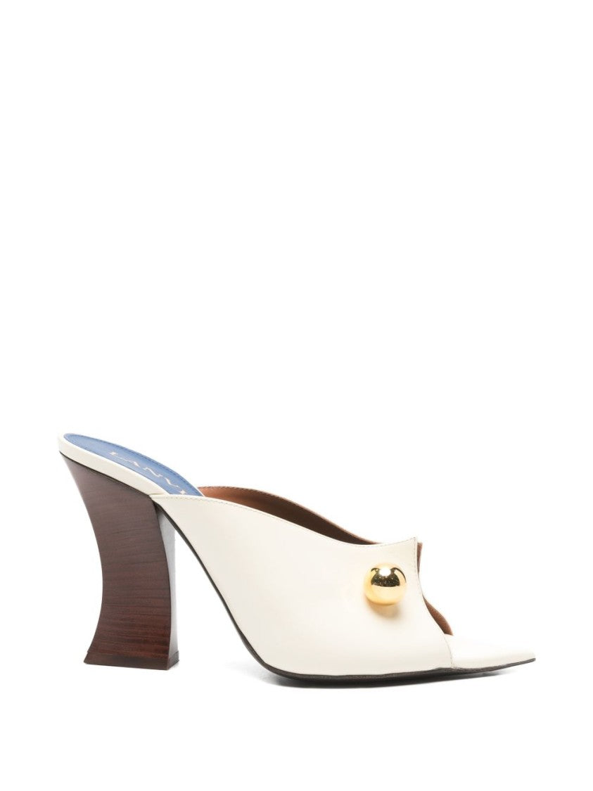Lanvin Beige Neutrals Gold Hardware Open Sandals