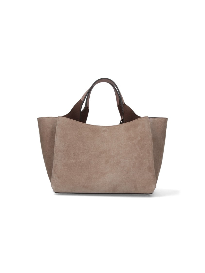 Tod's Mini Suede Tote Bag With Silver Charm