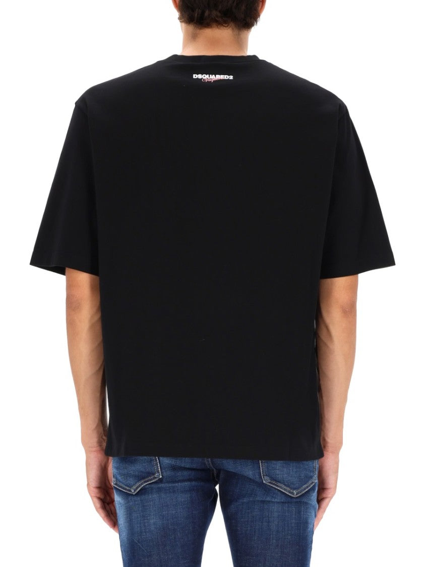 Dsquared2 Casual Cotton T-Shirt With Nighttime Cityscape Print