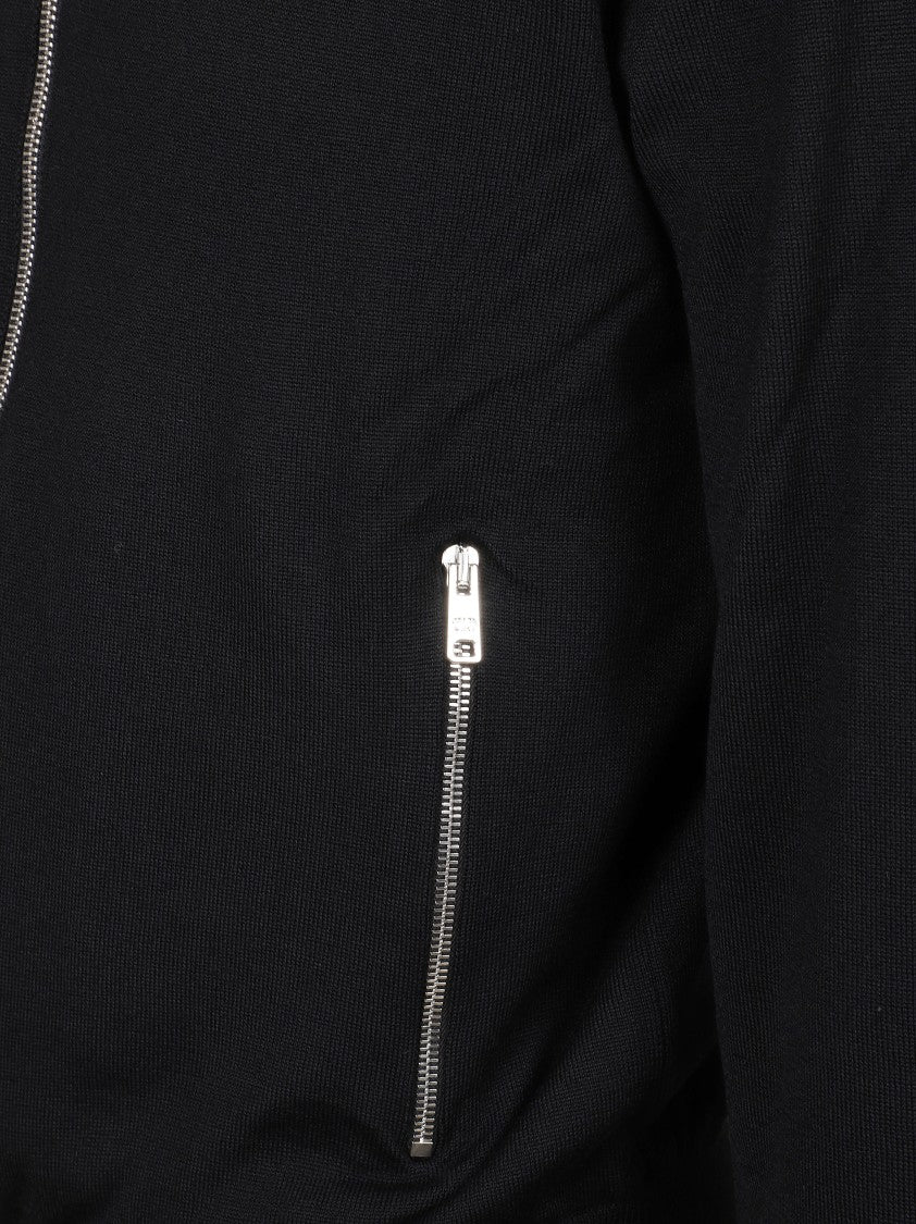 Prada High Collar Zip-Up Black Sweater