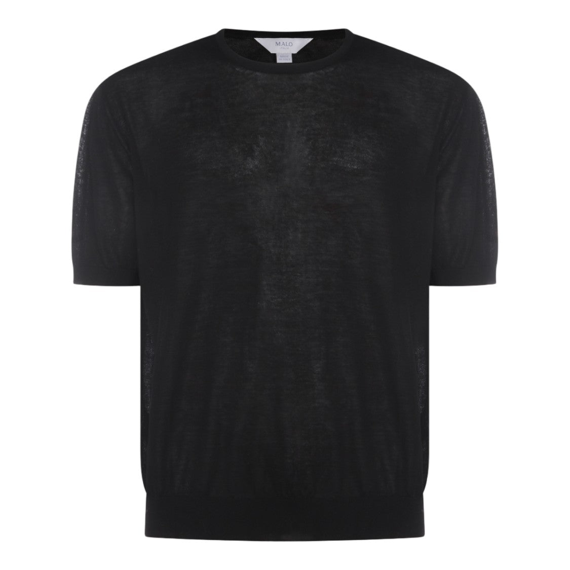 Malo Black Lightweight Semi-Sheer Crewneck Cotton T-Shirt
