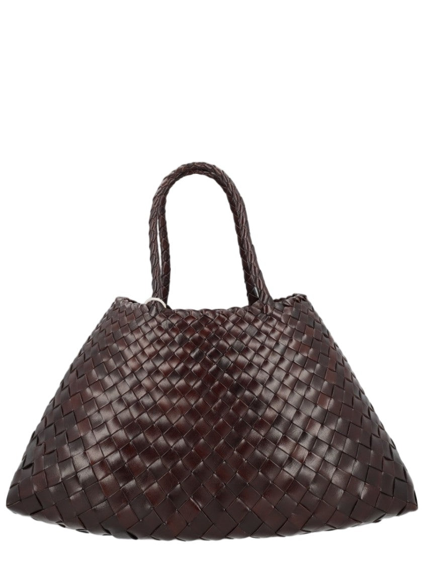 Dragon Diffusion Dark Brown Triangular Woven Leather Handbag