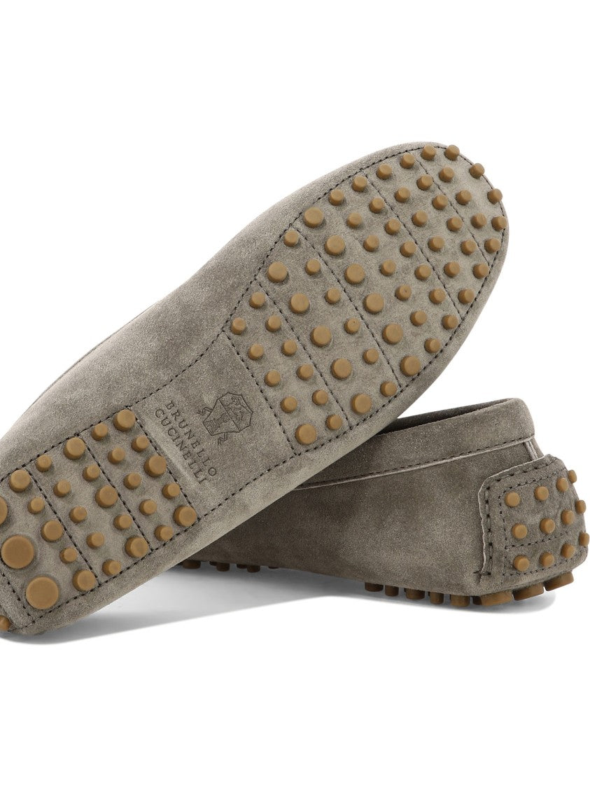 Brunello Cucinelli Suede Loafers With Decorative Front Element