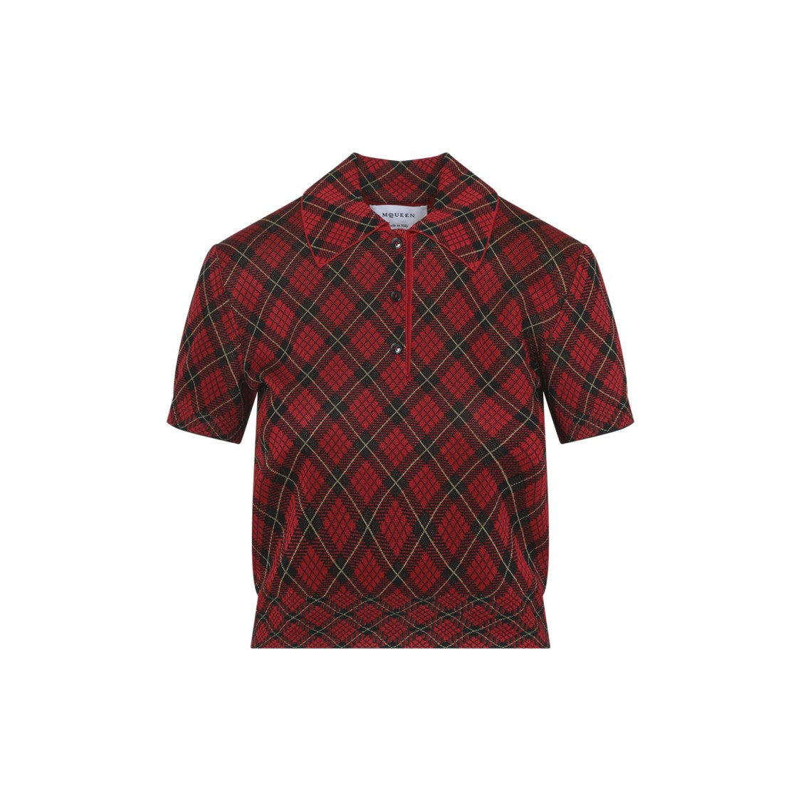 Alexander Mcqueen Short-Sleeved Polo Top With Bold Argyle Pattern