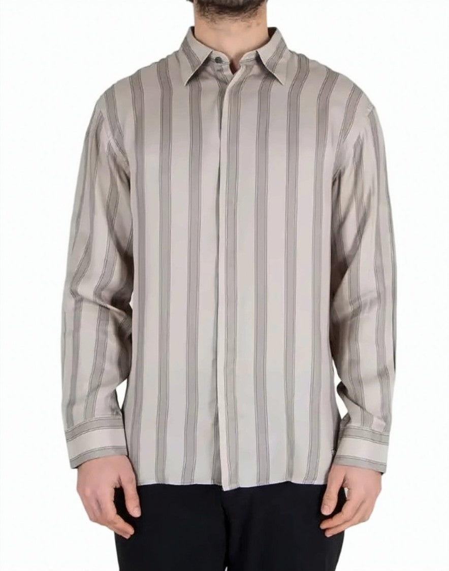 Emporio Armani Striped Flowing Viscose Classic Collar Shirt