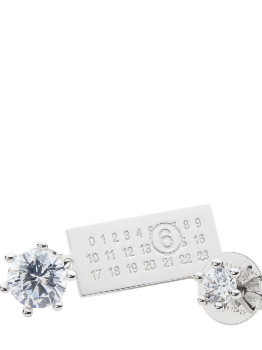 Mm6 By Maison Margiela Silver Numeric Tag Glass Earrings