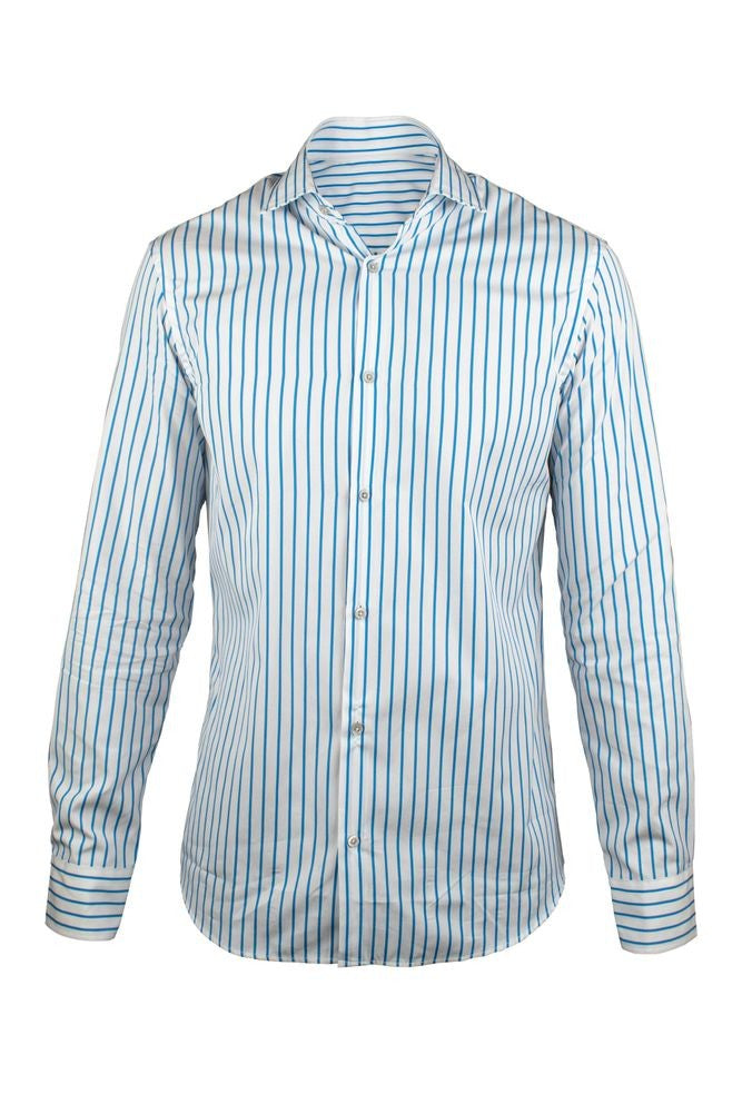 Moorer White Striped Slim Fit Shirt