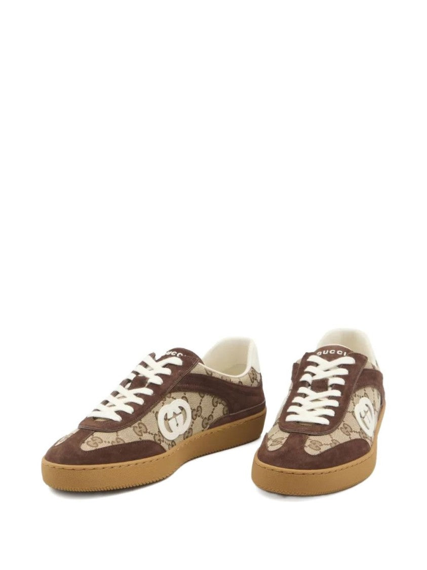 Gucci Dark Brown G75 Suede Gg Canvas Sneakers
