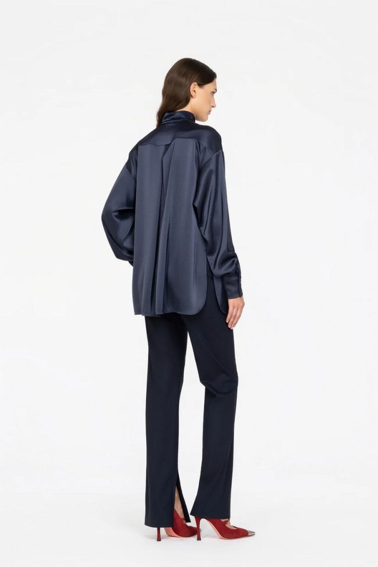 Les Filles D'eva Navy Silk Blouse