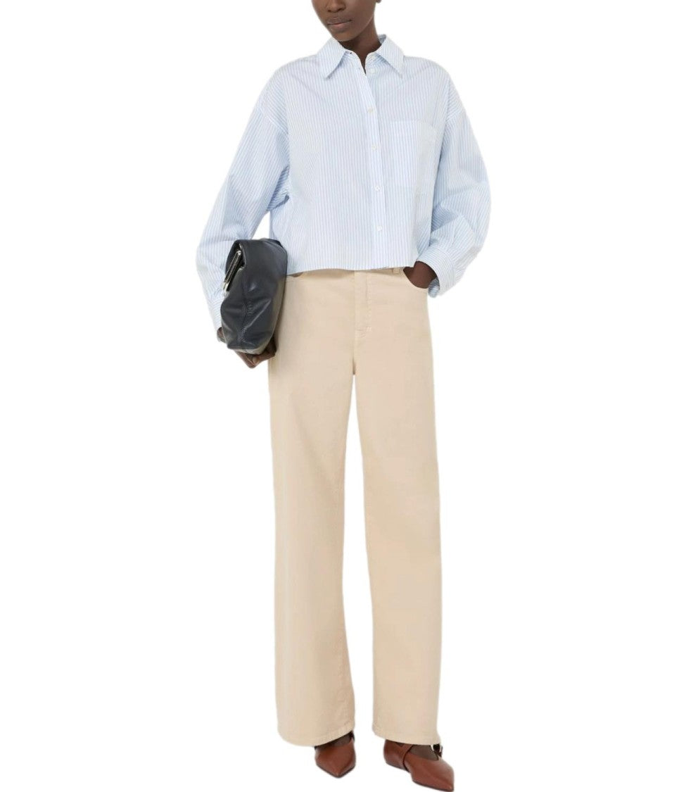 Max Mara Light Blue Striped Linen Shirt