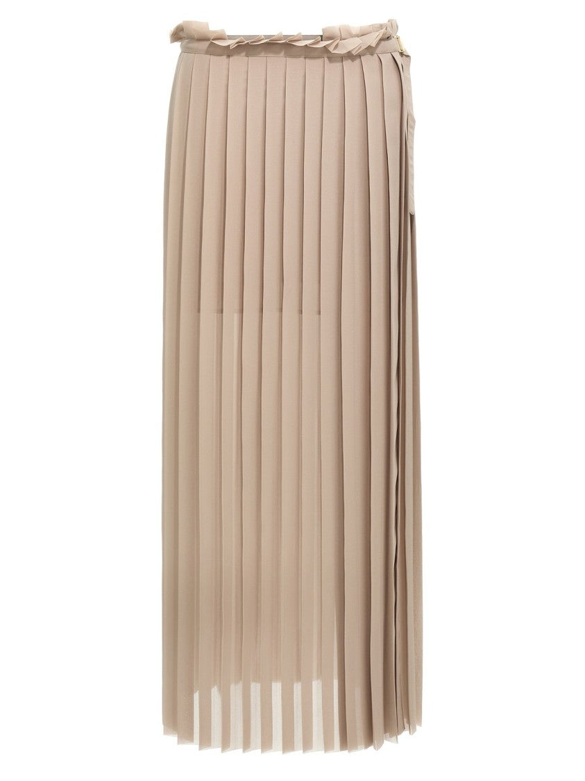 Ami Paris Long Pleated Skirt With Flowing Silhouette And Smooth Texture