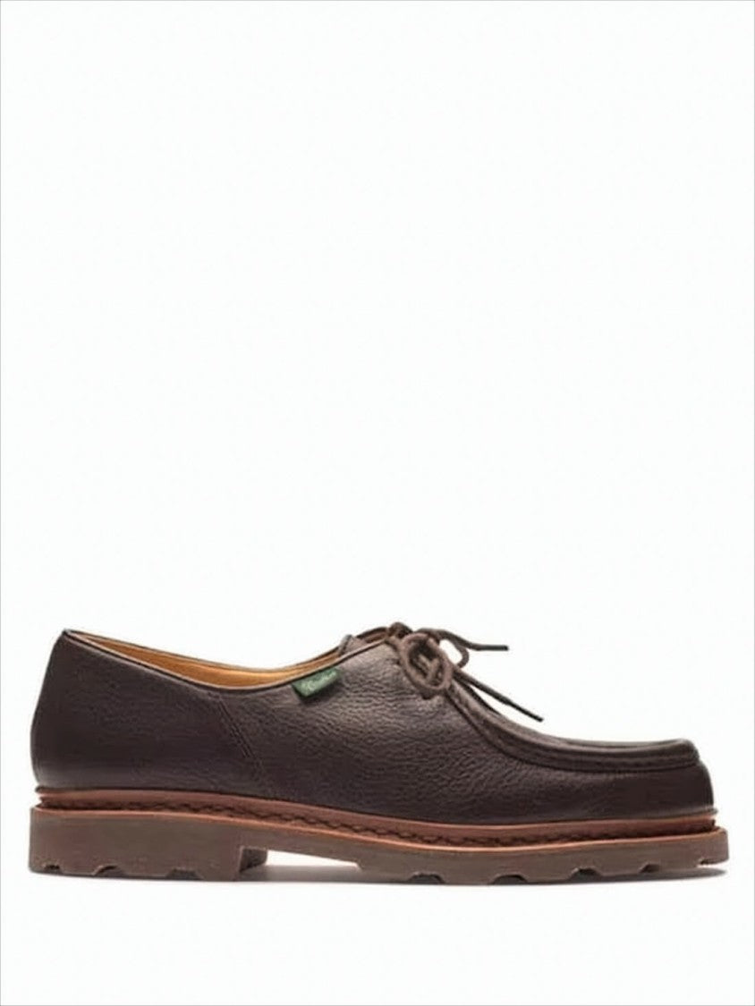 Paraboot Moccasin Toe Dress Shoes With Textured Leather Upper