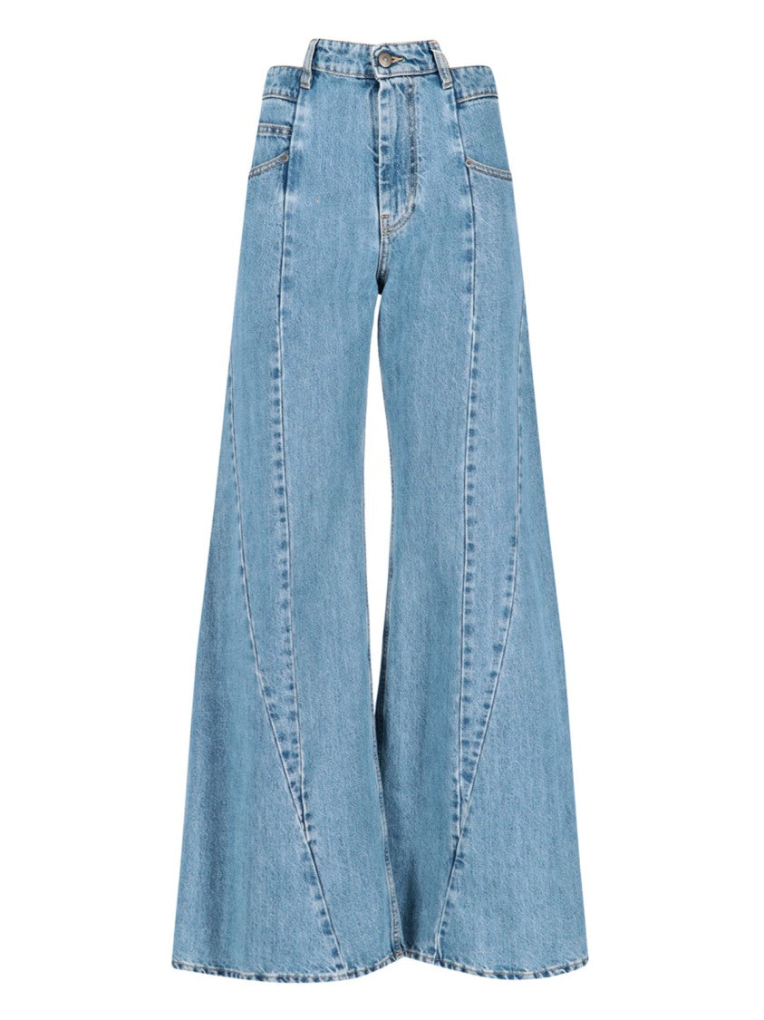 Maison Margiela High-Waisted Cut-Out Jeans With Wide Leg Silhouette