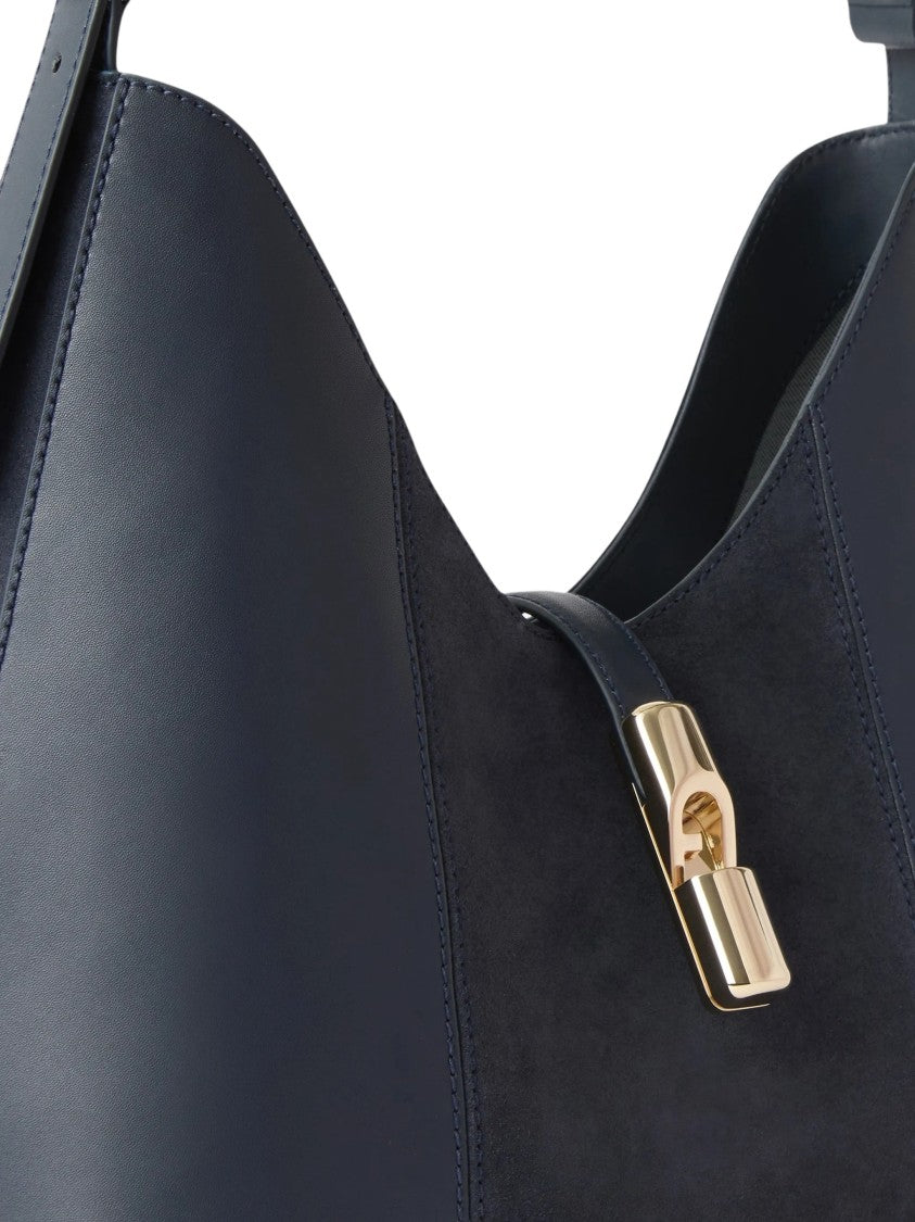 Furla Goccia M Hobo Navy Blue Calf Leather Hobo Bag