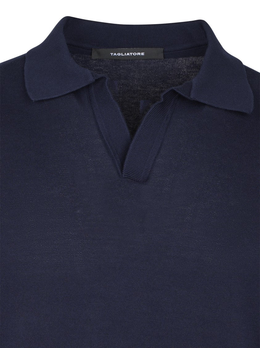 Tagliatore Cotton Polo Shirt With Ribbed Finish