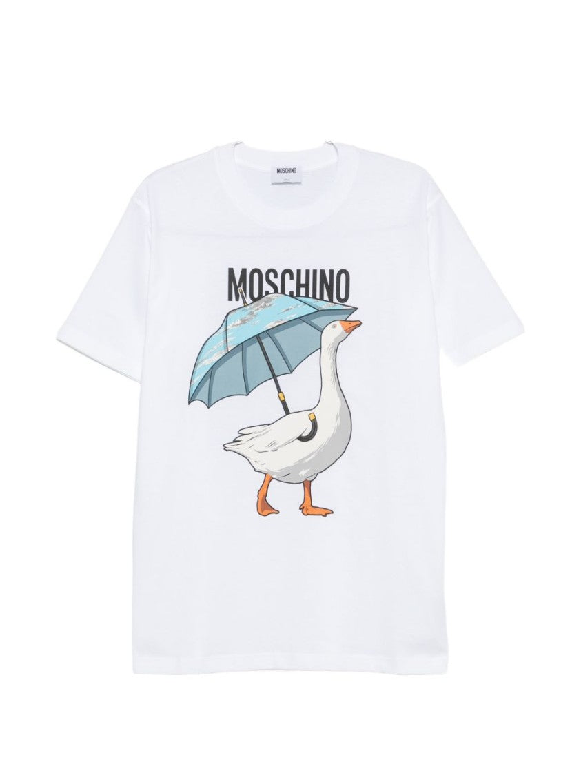 Moschino Relaxed Fit Short-Sleeve T-Shirt With Graphic Goose Print