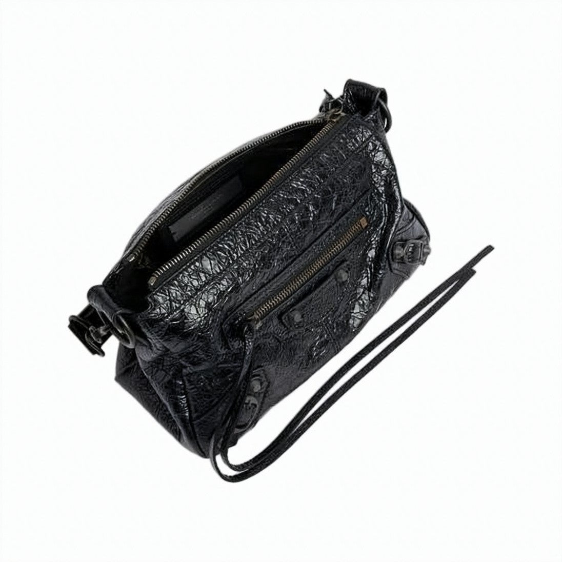 Balenciaga Textured Lambskin Shoulder Bag With Glossy Finish