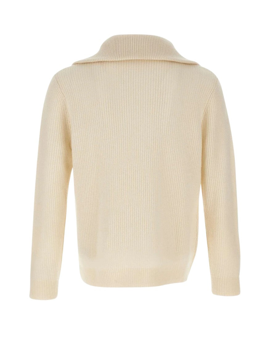 Paolo Pecora Mock-Neck Full-Zip Sweater With Ribbed Details