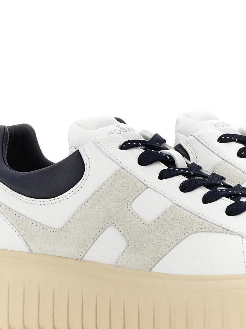 Hogan White Leather Sneakers With Suede 'H' Detail