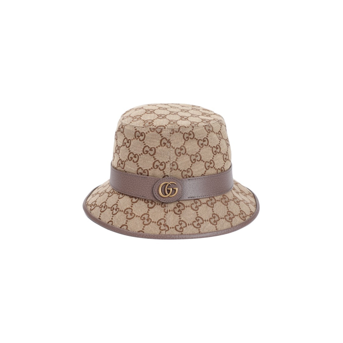 Gucci Gg Canvas Bucket Hat With Leather Detailing