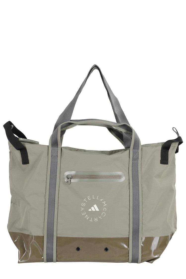 Adidas By Stella Mccartney Glossy Finish Tote With Logo And Zip Closure