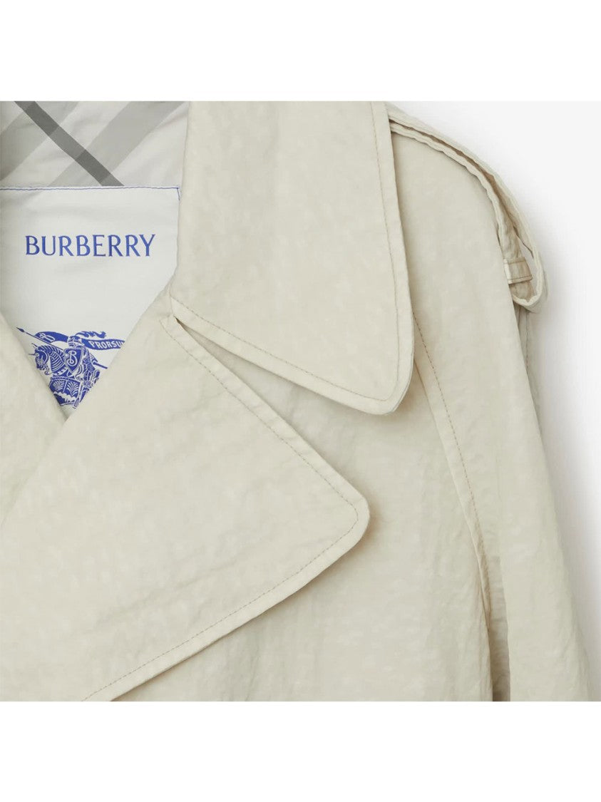 Burberry Long Ruched Nylon B-Buckle Trench Coat