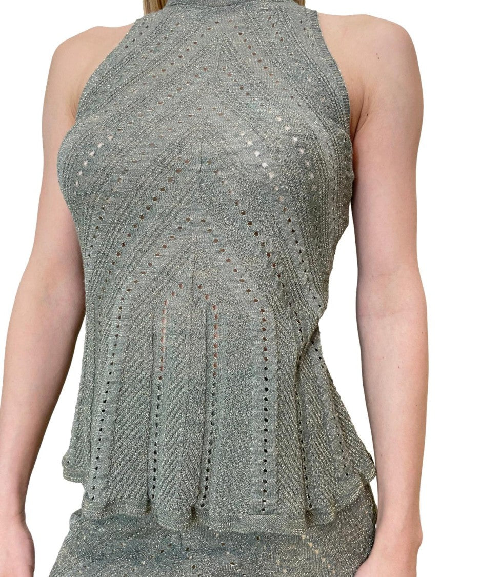 Twin-Set Textured Knit Tank Top With High Neckline