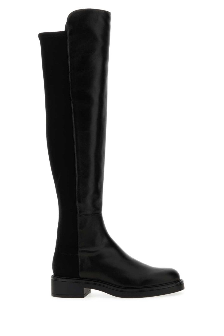 Stuart Weitzman Black Nappa Leather And Fabric Celia Boots