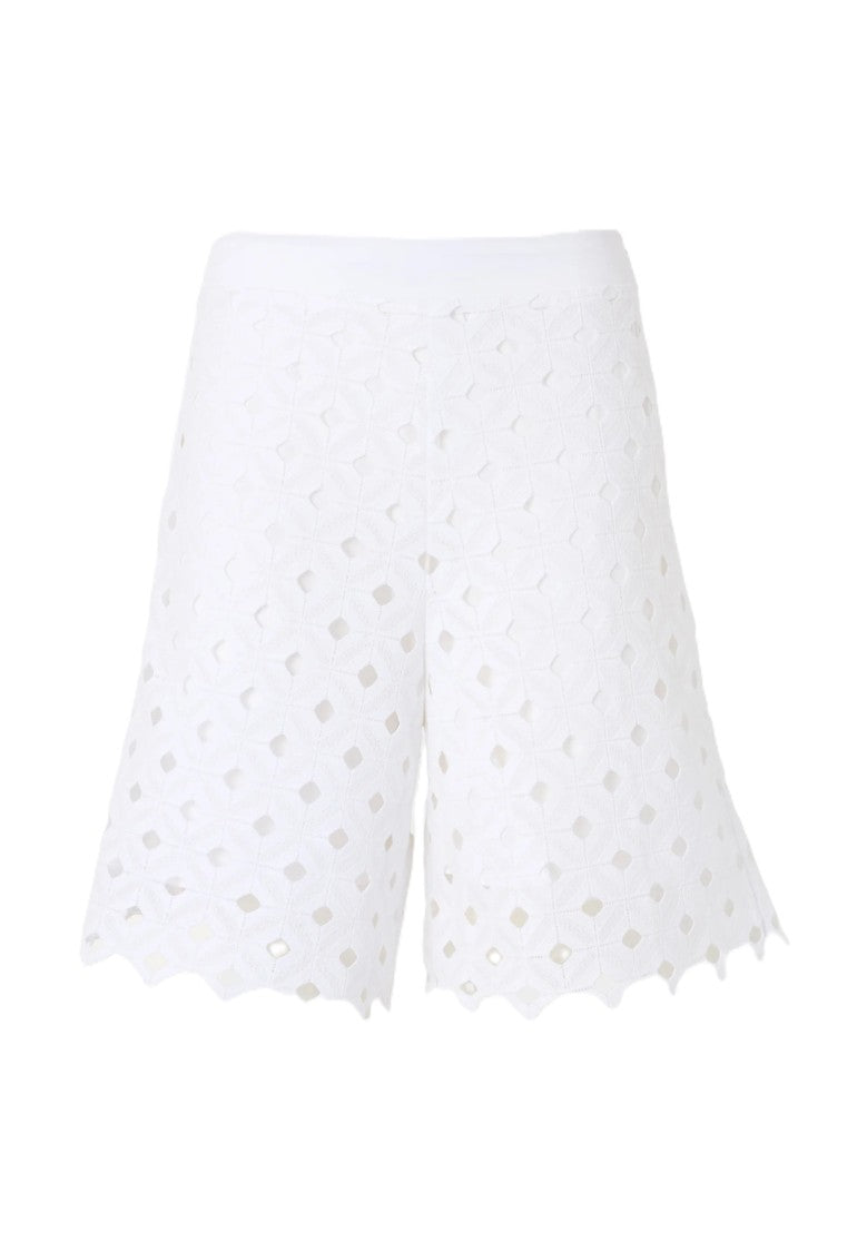 Max Mara Eyelet Lace Shorts With Scalloped Hem