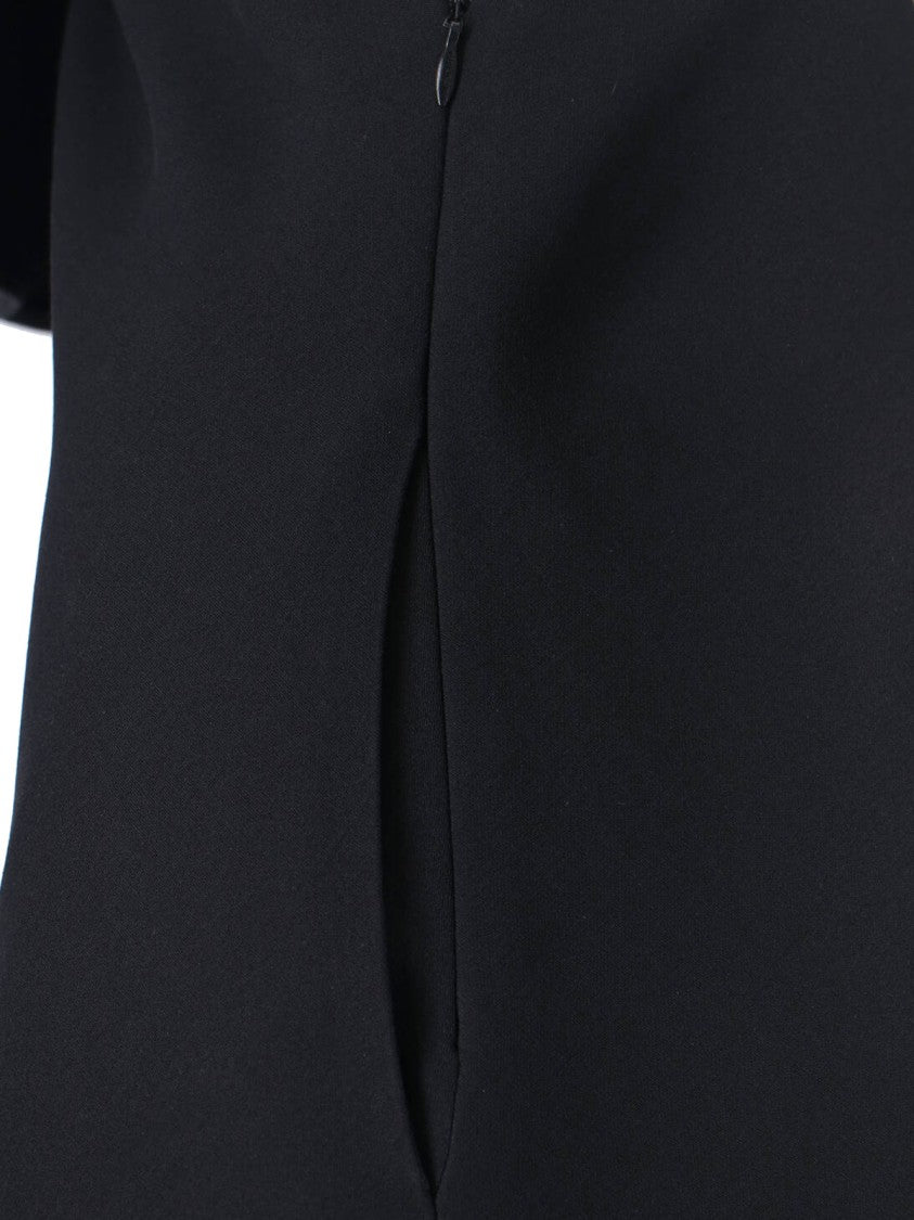 Balenciaga Black One-Shoulder Draped Wool Dress