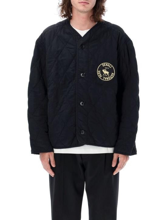 Oamc Quilted Black Casual Jacket With Graphic Details