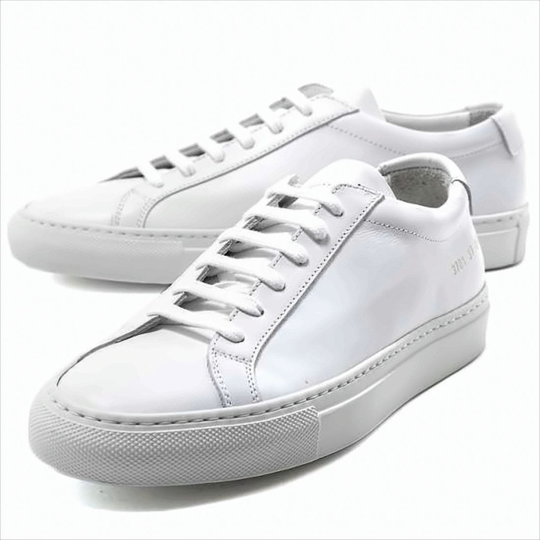 Common Projects White Cowhide Sneakers With Minimalist Design