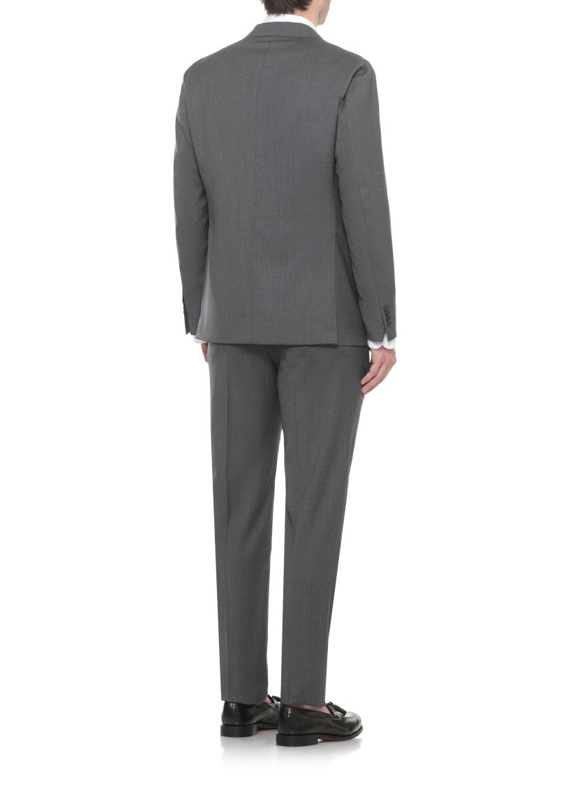 Caruso Grey Peak Lapel Wool Suit