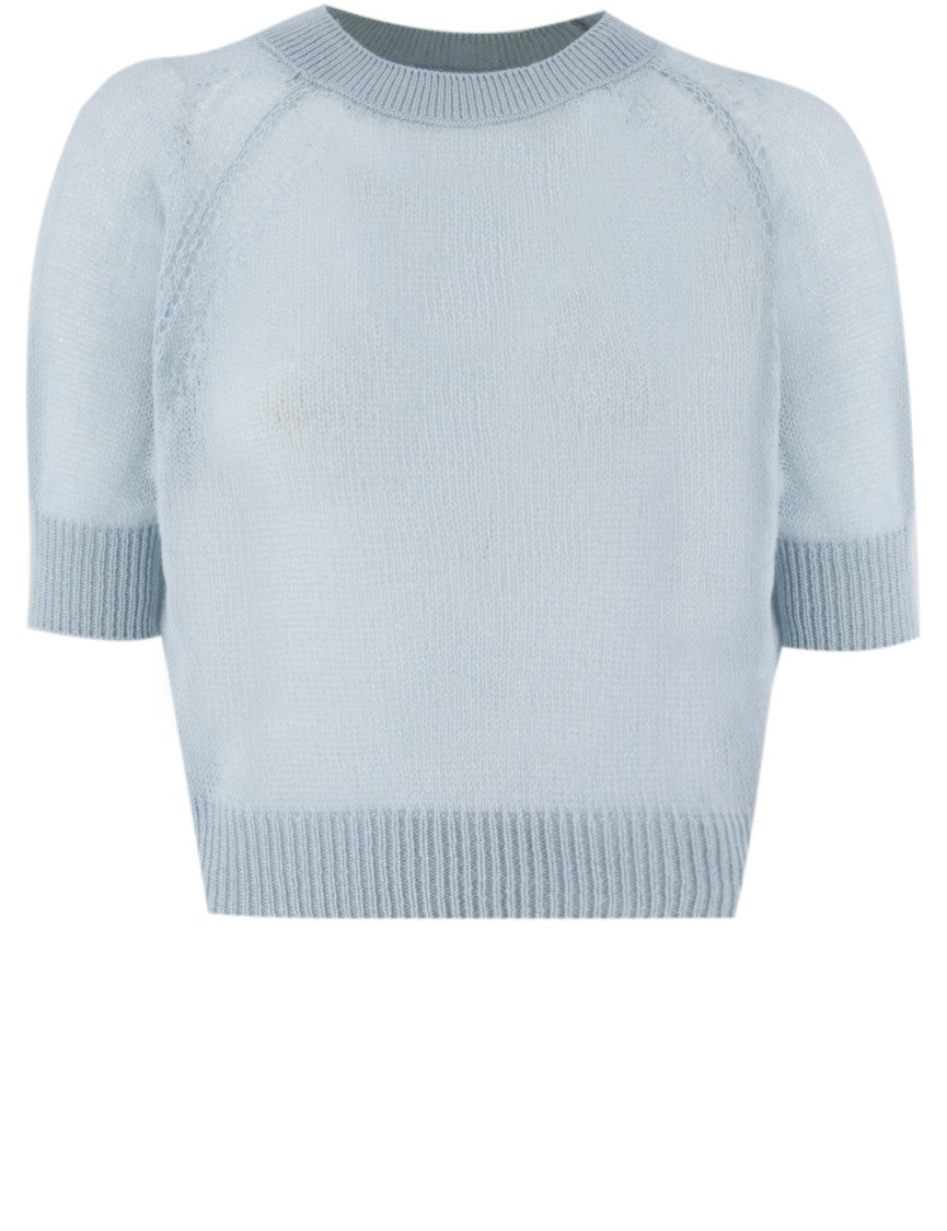 Ermanno Scervino Cashmere T-Shirt With Micro Rib Detail