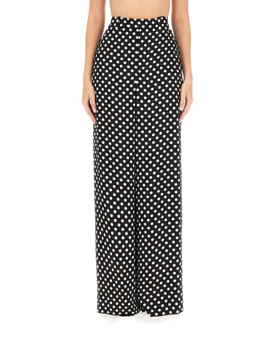 Saint Laurent Polka Dot Wide-Leg Pants With High Waist