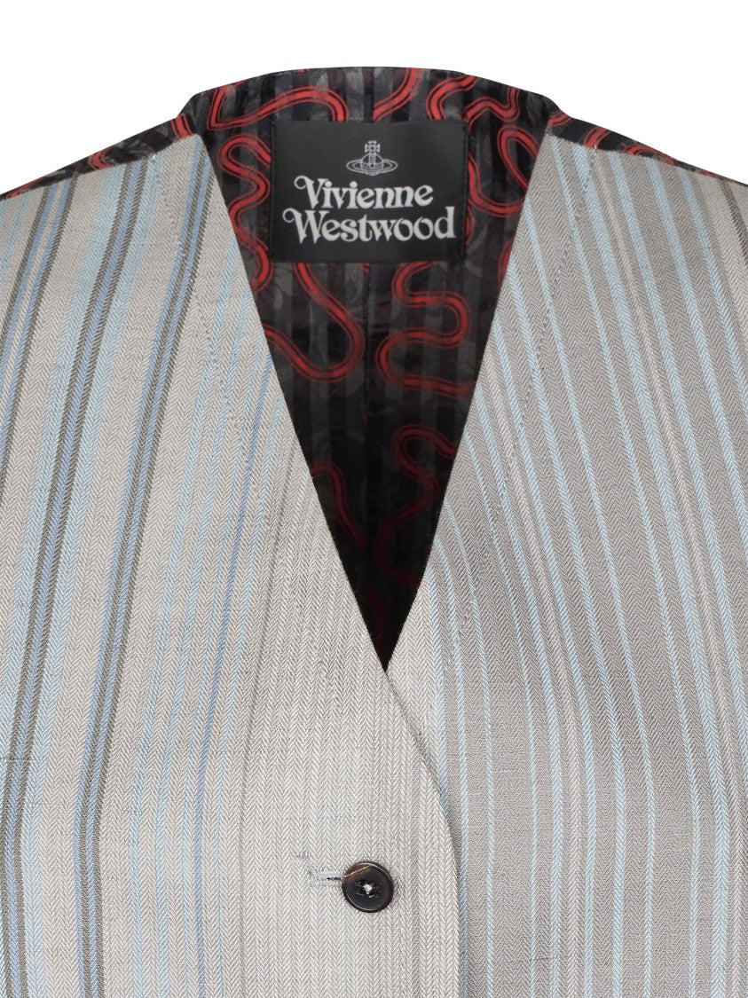 Vivienne Westwood Tailored Waistcoat With Vertical Stripes And Abstract Back