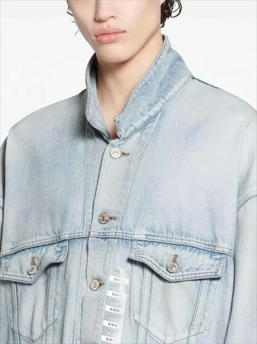 Balenciaga Light Washed Cotton Oversized Denim Jacket