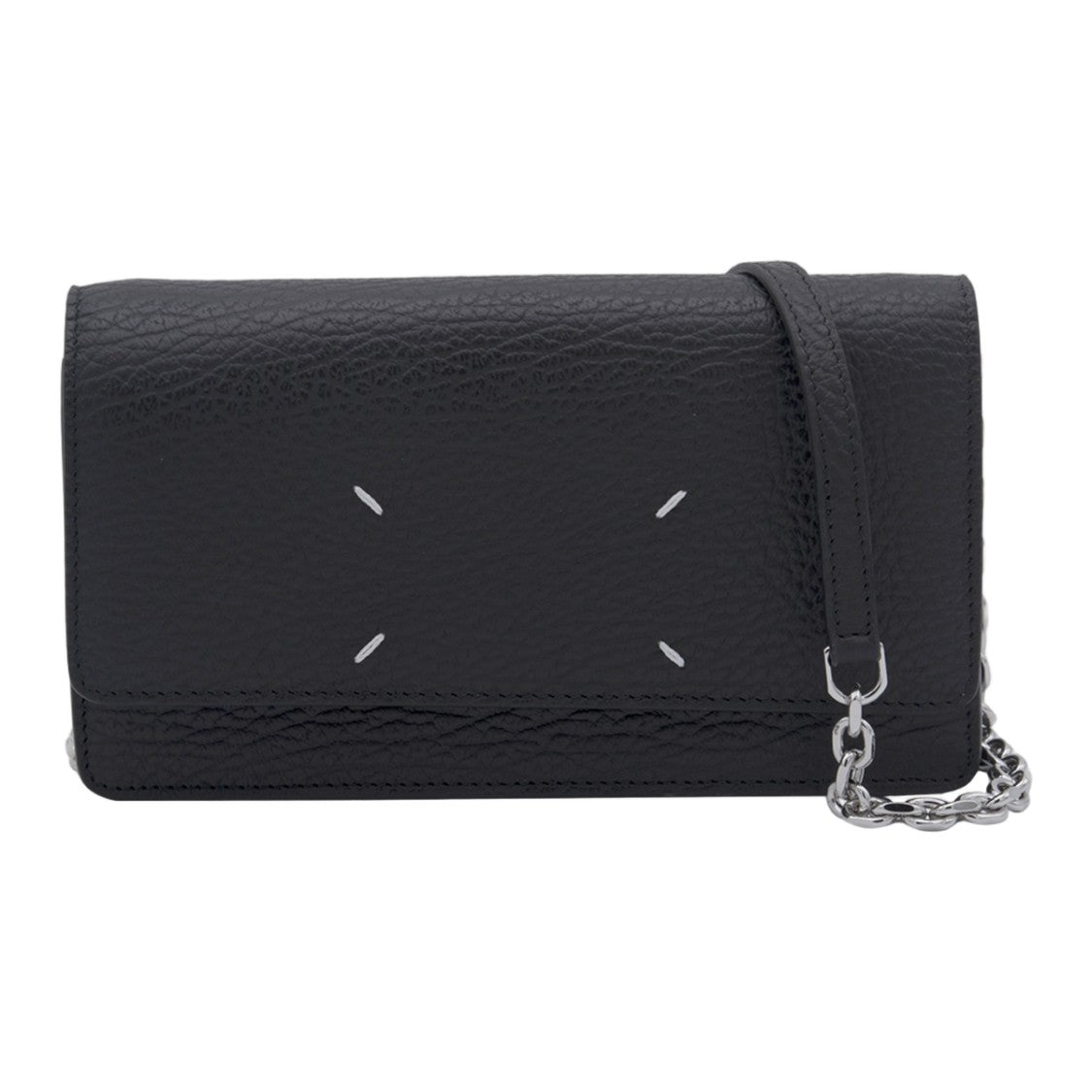 Maison Margiela Rectangular Black Leather Bag With Flap Closure