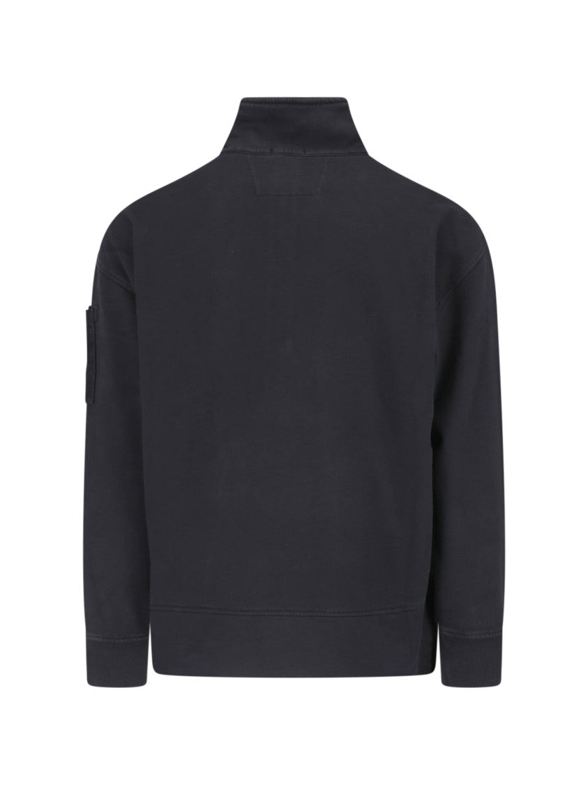 C.P. Company Black Cotton Logo Zip-Through Knit