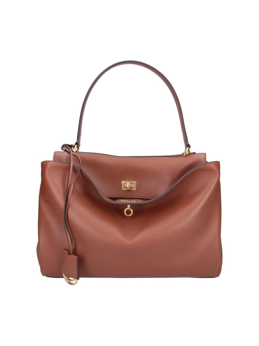 Balenciaga Brown Rodeo Medium Calfskin Leather Handbag