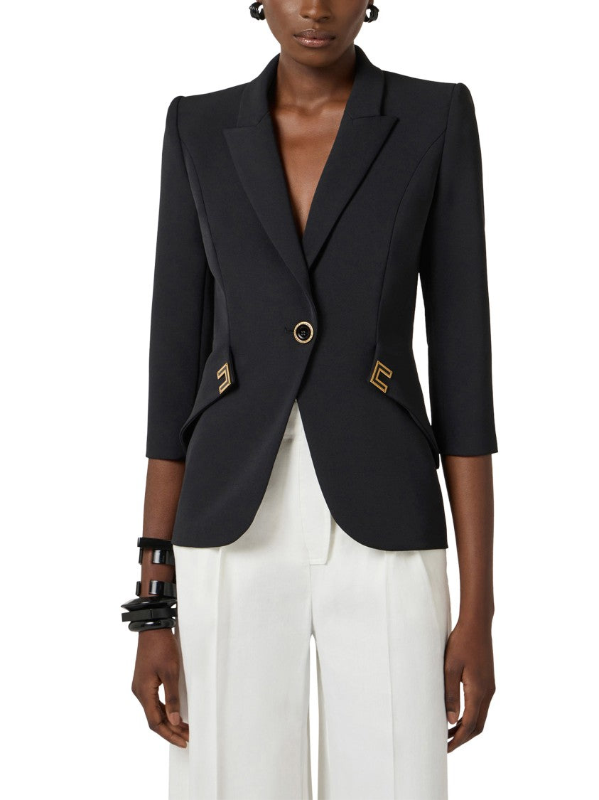Elisabetta Franchi Tailored Black Jacket With Sharp Shoulders
