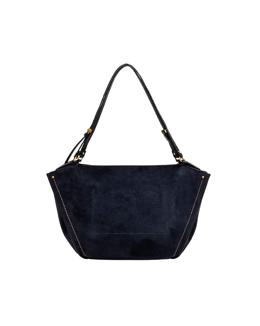 Gianni Chiarini Dark Blue Bloom Suede Tulip Shoulder Bag