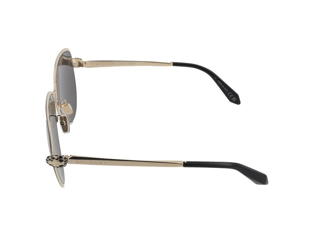 Bulgari Gold-Toned Accent Rounded Lens Black Frame Sunglasses