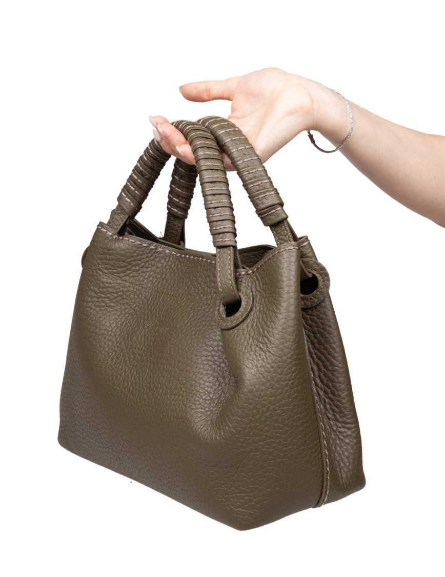 Visona Mia 24721 Leather Handbag, Moss Green