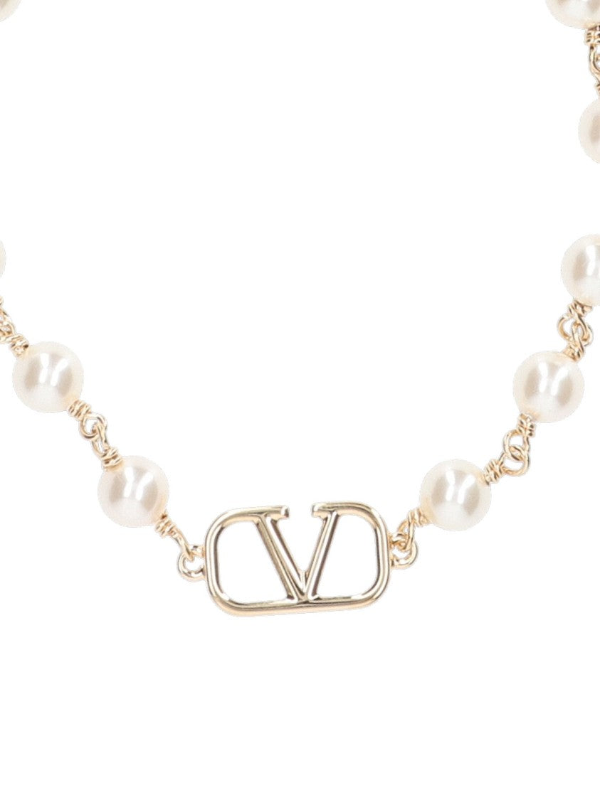Valentino Garavani Gold-Tone Brass Bracelet With Signature 'V' Logo
